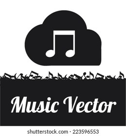 Music vector in black and white over background