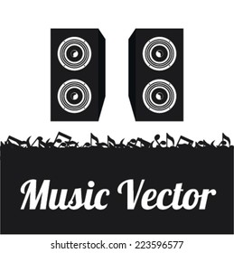 Music vector in black and white over background