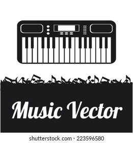 Music vector in black and white over background