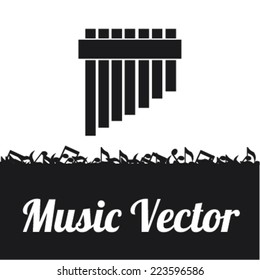 Music vector in black and white over background