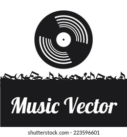 Music vector in black and white over background