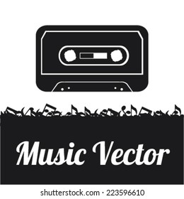 Music vector in black and white over background