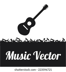 Music vector in black and white over background