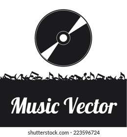 Music vector in black and white over background