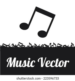 Music vector in black and white over background
