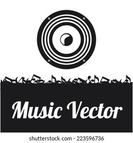 Music vector in black and white over background