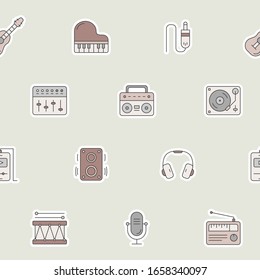 Music - Vector color background (seamless pattern) of sound equipment for graphic design
