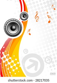 music vector composition with grunge halftone background