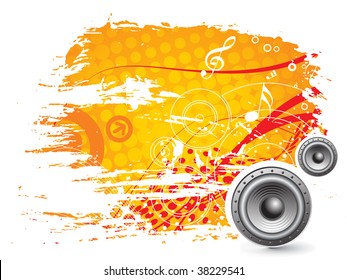 music vector composition wih grunge halftone background