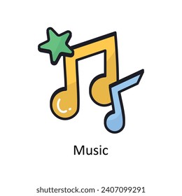 Music vector Filled outline doodle Design illustration. Symbol on White background EPS 10 File 