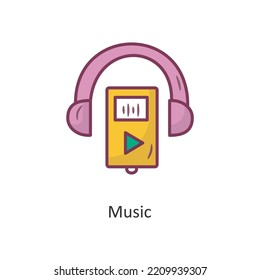 Ilustración de diseño de iconos de esquema relleno del vector de música. Símbolo de entrenamiento en fondo blanco Archivo EPS 10