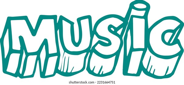 "Music" vector handmade lettering. Editable EPS