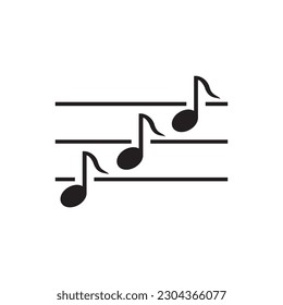 Icono de vector de música. Diseño de signos planos de notas musicales. Pictograma de símbolo de música