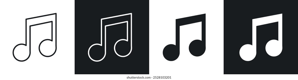 Music vector icon set in black and white