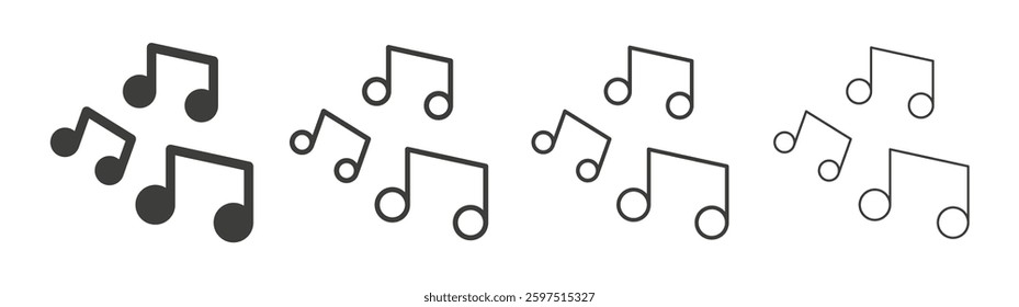 music vector icon set in black and white color.