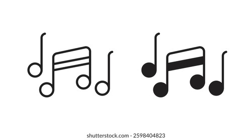 Music vector icon set in black color.