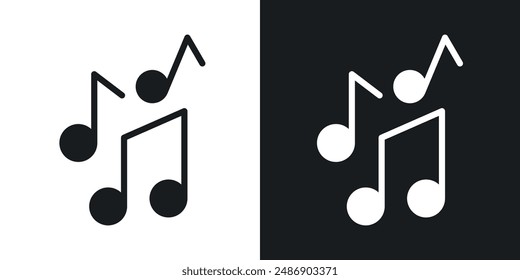 Music vector icon set in solid black and white color