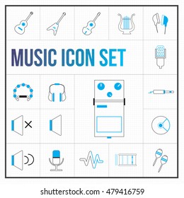 Music vector icon symbol colour theme set 