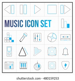 Music vector icon symbol colour theme set 
