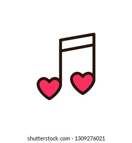 Music vector icon, valentine's day symbol