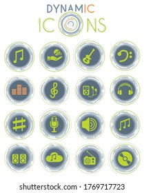 music vector icons on white background with dynamic lines for animation for web and user interface design