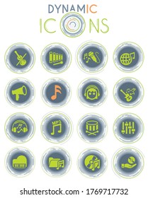 music vector icons on white background with dynamic lines for animation for web and user interface design