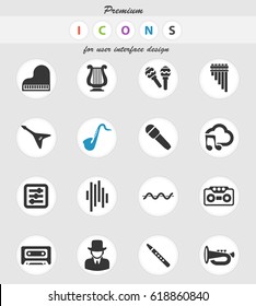 music vector icons for user interface design