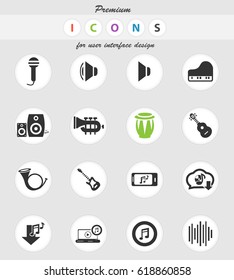 music vector icons for user interface design