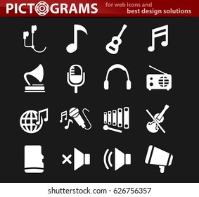 music vector icons for user interface design