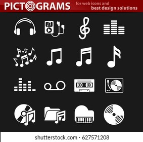 music vector icons for user interface design