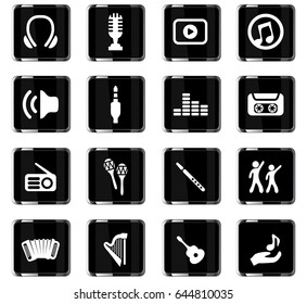 music vector icons for user interface design