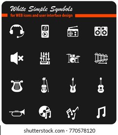 music vector icons for web and user interface design