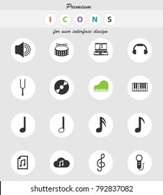 music vector icons for web and user interface design