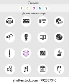 music vector icons for web and user interface design