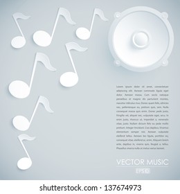 Music vector illustration with speaker and notes