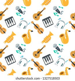 Music vector isolated pattern, Piano, guitar, violin pattern - Vector