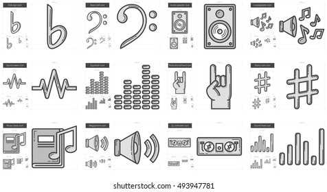 Music vector line icon set isolated on white background. Music line icon set for infographic, website or app. Scalable icon designed on a grid system.