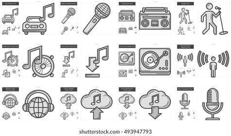 Music vector line icon set isolated on white background. Music line icon set for infographic, website or app. Scalable icon designed on a grid system.