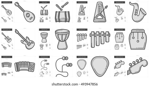 Music vector line icon set isolated on white background. Music line icon set for infographic, website or app. Scalable icon designed on a grid system.