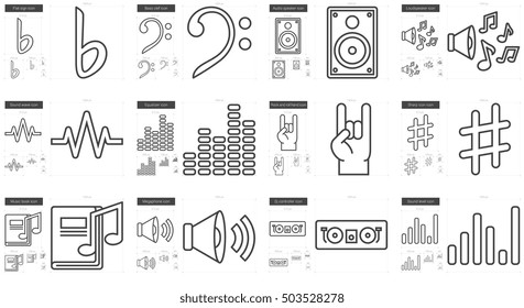 Music vector line icon set isolated on white background. Music line icon set for infographic, website or app. Scalable icon designed on a grid system.