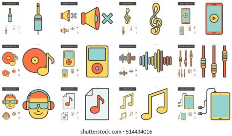 Music vector line icon set isolated on white background. Music line icon set for infographic, website or app. Scalable icon designed on a grid system.
