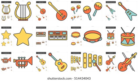 Music vector line icon set isolated on white background. Music line icon set for infographic, website or app. Scalable icon designed on a grid system.