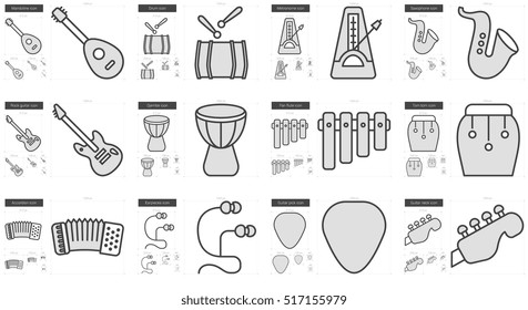 Music vector line icon set isolated on white background. Music line icon set for infographic, website or app. Scalable icon designed on a grid system.