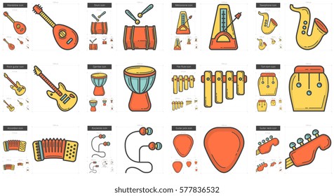 Music vector line icon set isolated on white background. Music line icon set for infographic, website or app. Scalable icon designed on a grid system.