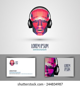 music vector logo design template. headphones or disc-jockey icon.