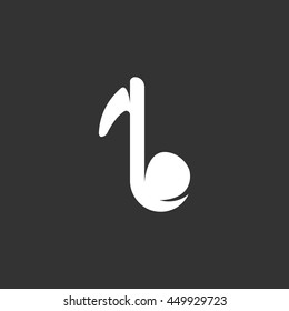 Music vector logo isolated on a black background. Icon silhouette design template. Simple symbol concept in flat style. Abstract sign, pictogram for web, mobile and infographics