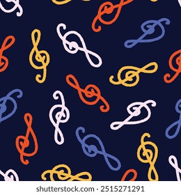 Vector de música sin fisuras ilustración de patrón para impresión, Fondo de pantalla, decoración.