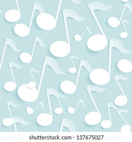 Music vector seamless texture with paper notes