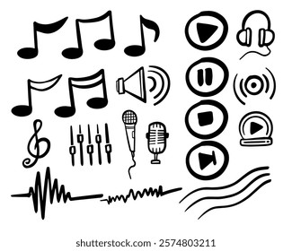 music vector set drawing art collection