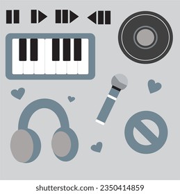 music vector simple flat cute